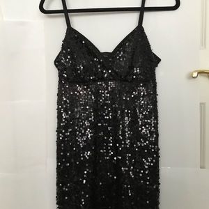 Sequin Black Cocktail Dress - L